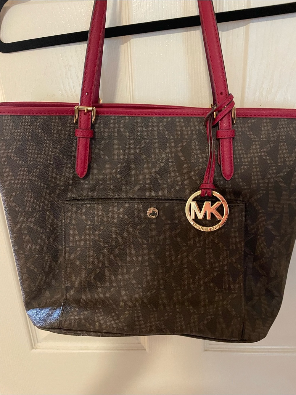 Never used! Michael Kors Brown MK Logo Tote with duster bag.